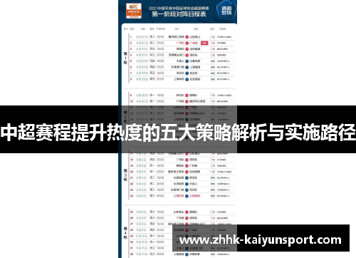 中超赛程提升热度的五大策略解析与实施路径